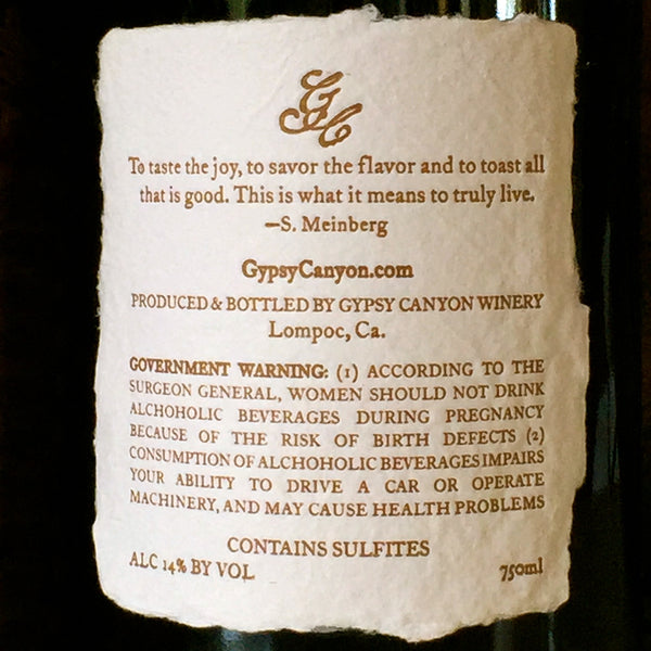 Gypsy Canyon Estate PINOT NOIR "THE MOMENT" 2015  Sta. Rita Hills